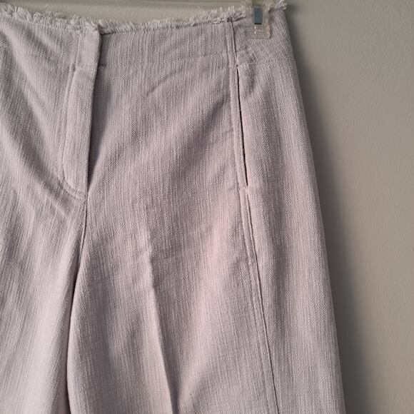 Rebecca Taylor Pink/ Mauve Frayed Waist and Hem, Wide Leg Pants - Size 6 - Picture 8 of 12